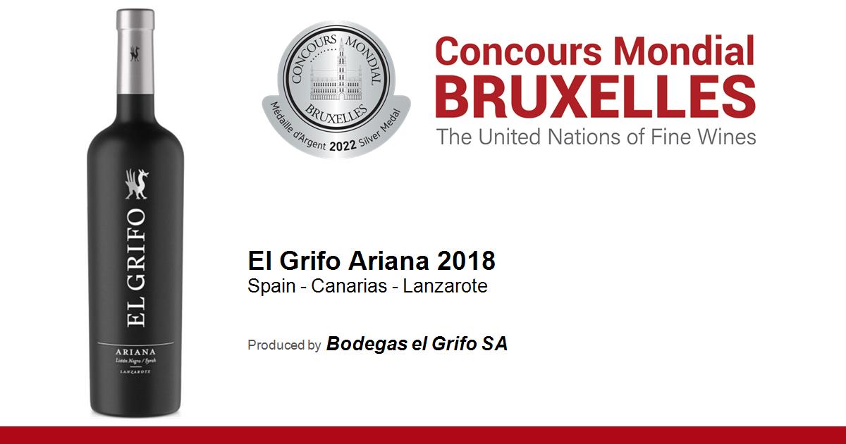 Bodegas El Grifo medalla de Plata en el Concours Mondial de Bruxelles