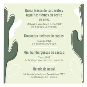 Experiencia enogastronómica DO Lanzarote Jardín de Cactus minuta
